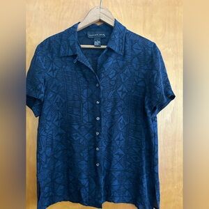 August Silk Geometric Navy Button Down Shirt